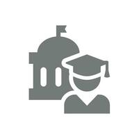 Student and university building icon. Education vector symbol.