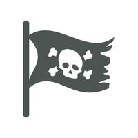 pirata ondulación bandera con cráneo y huesos icono. tibias cruzadas piratas símbolo. vector