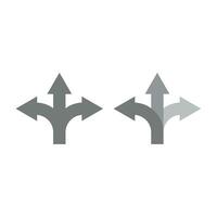 Three headed arrow vector icon. Split arrow, three-way pat and flexibility symbol.