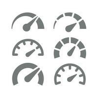 Speedometer and performance vector icons. Gauge, tachometer or odometer icon set.