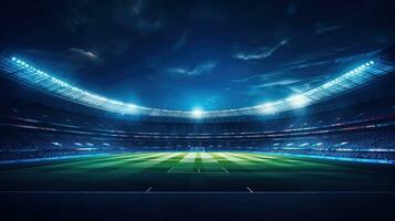A Visually Stunning Composition of a Sports Venue Illuminated by Blue Lights AI Generated photo