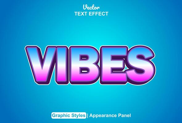 vibes text effect with blue color editable graphic style.