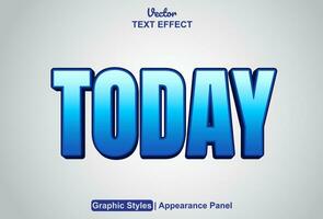 today text effect with blue color graphic style and editable. vector