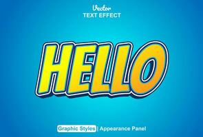 hello text effect with orange graphic style and editable. vector