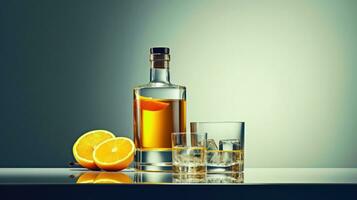 elegante presentación de refrescante bebida en minimalista ajuste ai generado foto