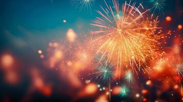 Sparkling Fireworks Display with Bokeh Effect A Festival Background Ai Generated photo