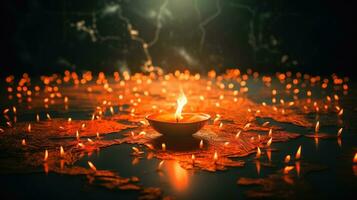 Diwali Candle with Yellow Wax A Realistic Illustration of a Diya Lamp AI Generated photo