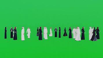 3D Arabian Crowd on Green Screen Background Chroma Key video