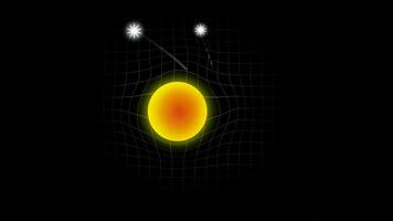 la gravité de une massif objet pliez le en tissu de espace et temps, lumière voyages sur une tout droit ligne de espace et seulement courbes dû à massif la gravité, lumière déviation et espace temps courbure video