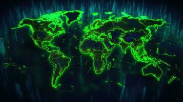 en red cartografía y alta tecnología proyección de geográfico representación ai generado foto