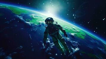 Celestial Perspective A Space Odyssey of an Astronaut in Orbit AI Generated photo