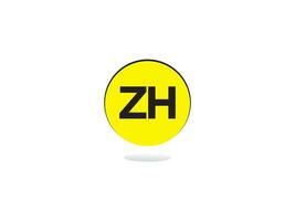 Monogram Zh Logo Icon, Initial Zh hz Luxury Circle Logo Letter Design vector