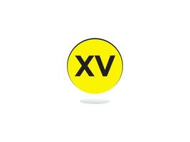 Minimalist Xv Logo Letter, Monogram XV vx Luxury Circle Logo Icon Vector
