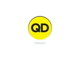 Minimalist QD Letter Logo Circle, Unique Qd Logo Icon Vector