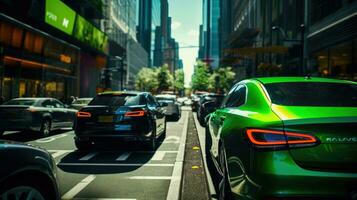 Speed and Power of a Light Green and Black Supercomputer Data Center AI Generated photo