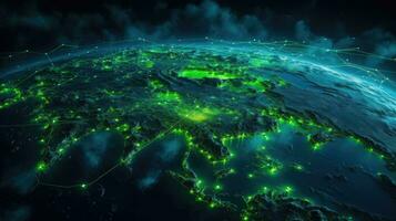 Futuristic Europe A SciFi Map of the Continent at Night AI Generated photo