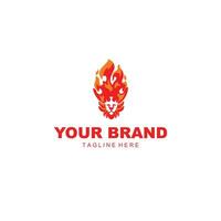 the lion and fire logo is red vector