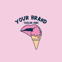 lip licking ice cream logo illustration vector