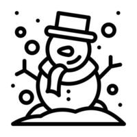 Snowman line icon vector