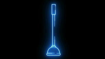 Animated toilet suction tool icon with neon saber effect video