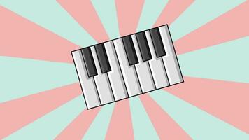 Animated piano keyboard icon with rotating background video