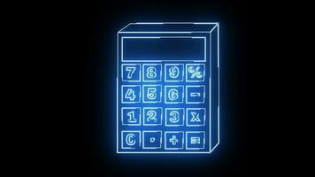 geanimeerd rekenmachine icoon met neon sabel effect video