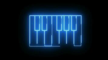 animado piano teclado icono con neón sable efecto video