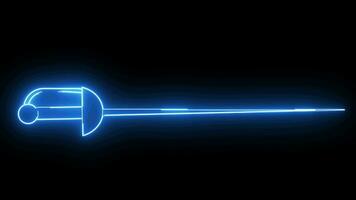 Animated fencing sword icon with neon saber effect video