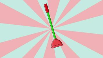 Animated toilet plunger icon with rotating background video