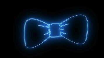 animiert Bogen Krawatte Symbol mit Neon- Säbel bewirken video