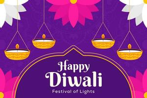 flat design vector happy diwali background illustration