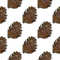 Hand drawn vector seamless pattern with pine cones