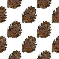 Hand drawn vector seamless pattern with pine cones