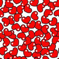 Vector cute hand drawn seamless pattern with red hearts