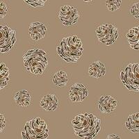 Pine cone seamless pattern. Botanical hand drawn vector background.