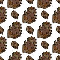 Hand drawn vector seamless pattern with pine cones