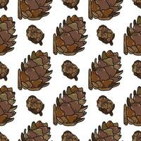 Hand drawn vector seamless pattern with pine cones