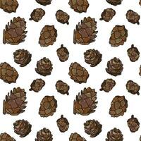 Pine cone seamless pattern. Botanical hand drawn vector background.