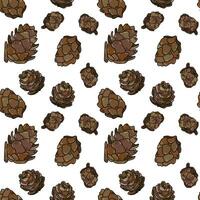 Pine cone seamless pattern. Botanical hand drawn vector background.