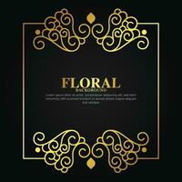 fondo de marco floral decorativo dorado de lujo vector