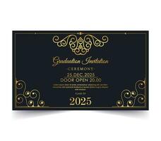 Elegant dark graduation invitation template vector