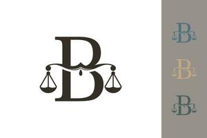 justice law logo with letter b logo design concept vector