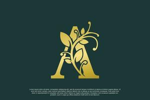 golden elegant logo design with letter a initial concept vector