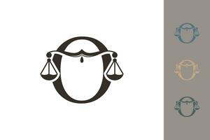 justice law logo with letter o logo design concept vector