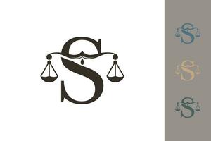 justice law logo with letter s logo design concept vector