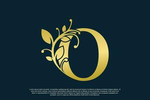 golden elegant logo design with letter o initial concept vector