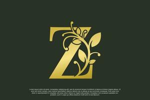 golden elegant logo design with letter z initial concept vector