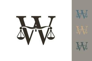 justice law logo with letter w logo design concept vector