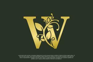 golden elegant logo design with letter w initial concept vector