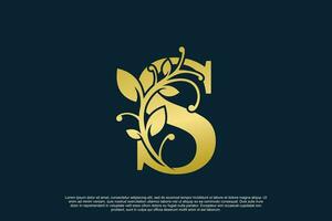golden elegant logo design with letter s initial concept vector
